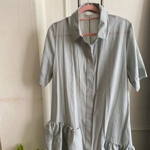 COS PASTEL GREEN TIERED MAXI SHIRT DRESS